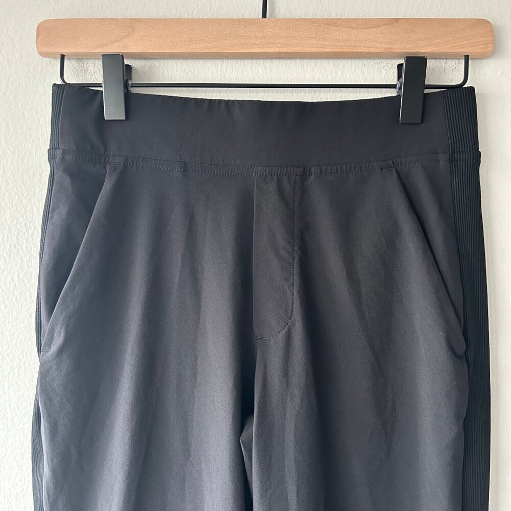 Athleta Brooklyn Ankle Pants Women 00 Black Rib Panel Stretch Travel - Picture 3 of 12